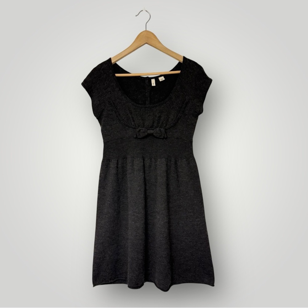 Anthropologie Moth Wool Blend Baby doll Dress Sz M Gray